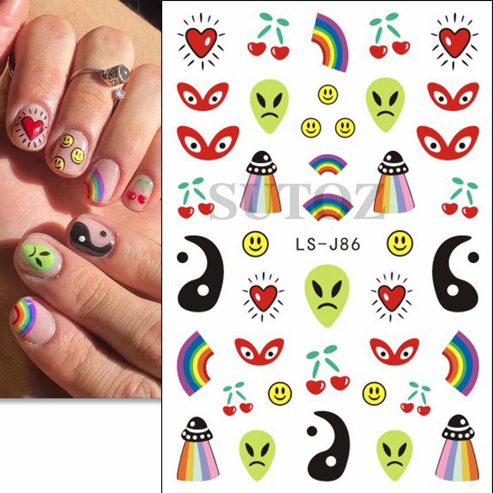 Evil Pumpkin Nail Water Decals Halloween Nail Art Stickers Ghost Bat Spider Web Anime Sliders Manicure Decorations