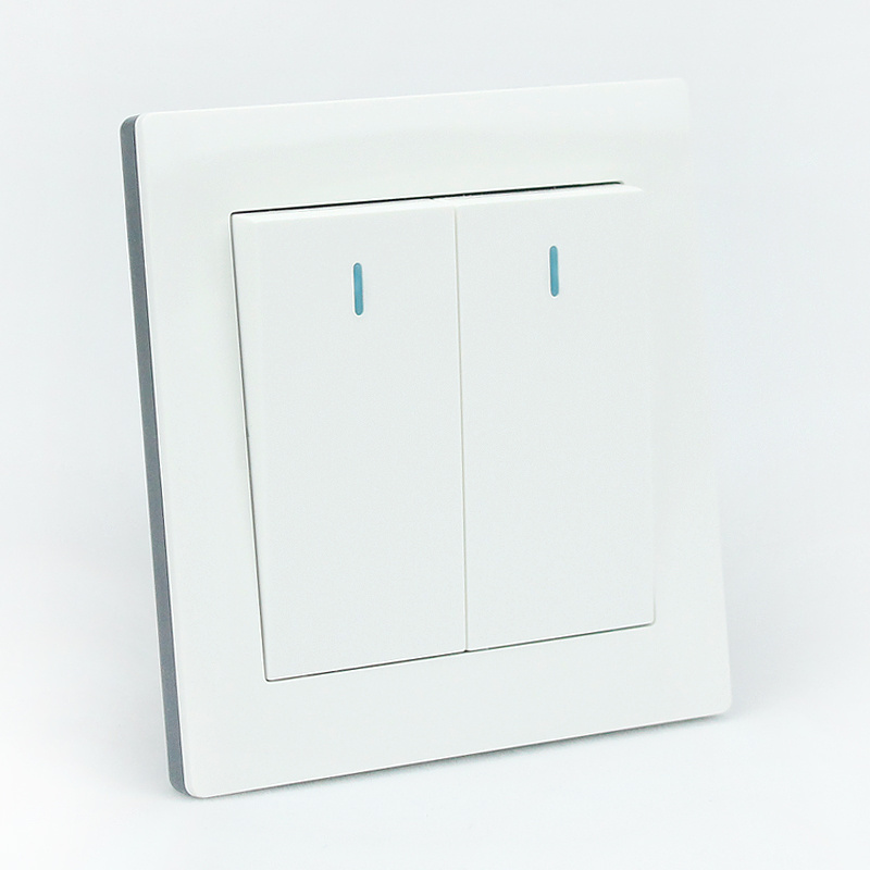 UK High quality white color big button 2 gang 1 way household wall switch