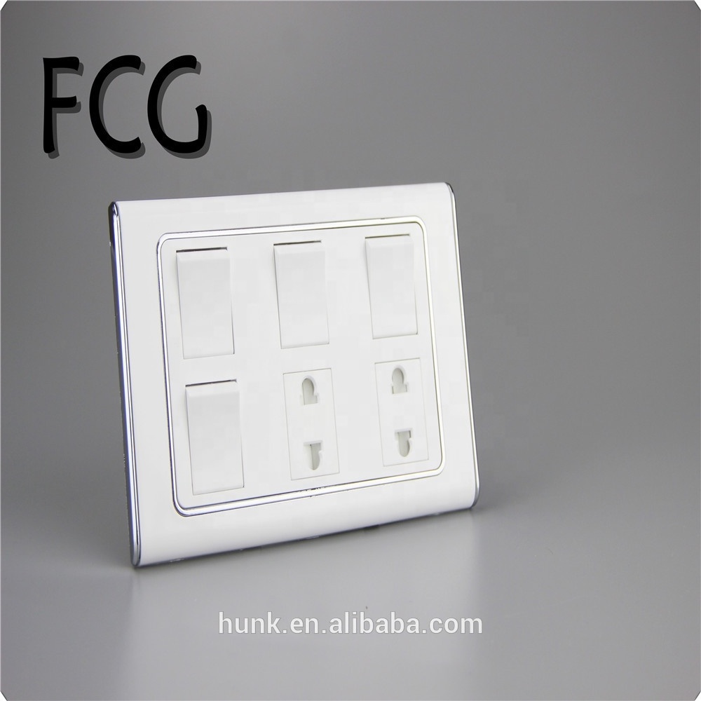 Cheap Price Manufacturer Luxury Electroplate pc White 8 gang and 2 socket modular switch