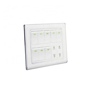 Cheap Price Manufacturer Luxury Electroplate pc White 8 gang and 2 socket modular switch