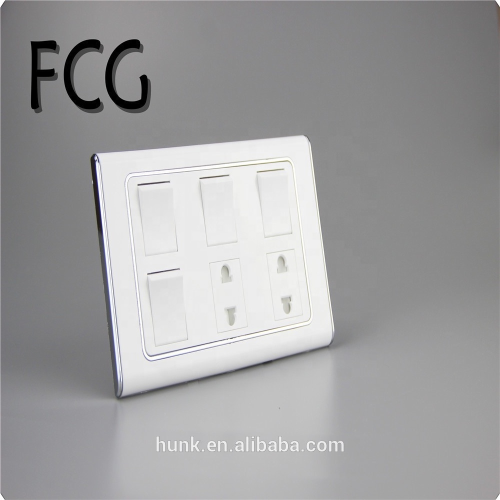 Cheap Price Manufacturer Luxury Electroplate pc White 8 gang and 2 socket modular switch