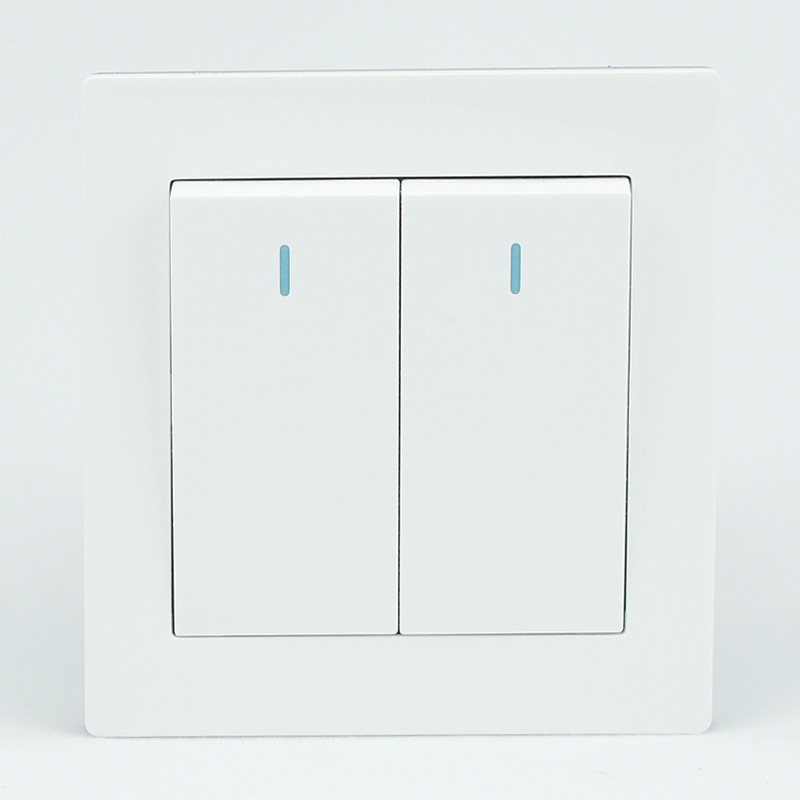 UK High quality white color big button 2 gang 1 way household wall switch