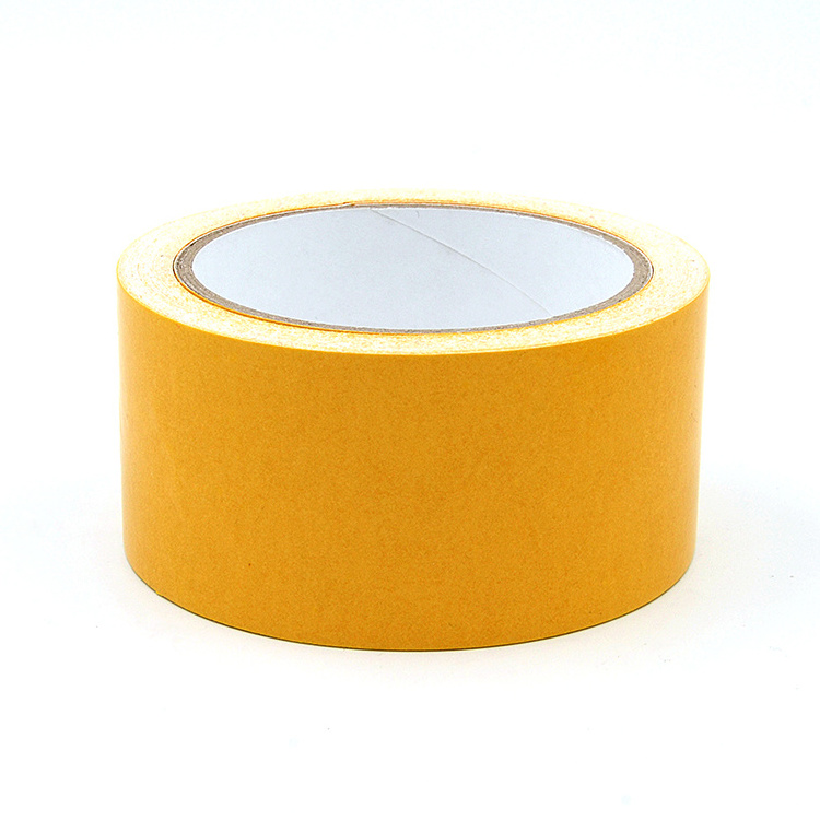 Hot melt yellow release paper easily removable self adhesive double sided cloth fabric carpet joint print plate mounting tape