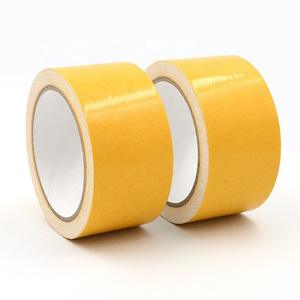 Hot melt yellow release paper easily removable self adhesive double sided cloth fabric carpet joint print plate mounting tape