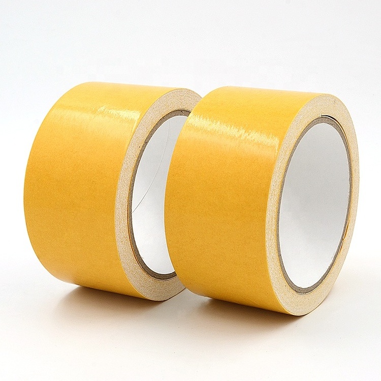 Hot melt yellow release paper easily removable self adhesive double sided cloth fabric carpet joint print plate mounting tape