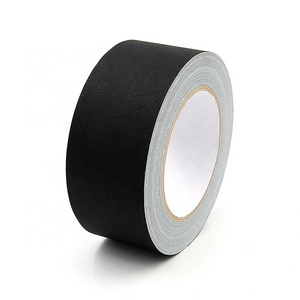 Single sided China manufacturer strong rubber adhesive inner logo printed 2inchX60yards camera matt finish black gaffer tape