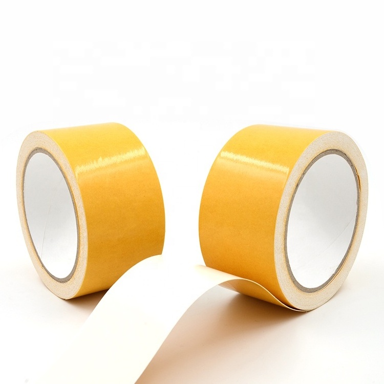 Hot melt yellow release paper easily removable self adhesive double sided cloth fabric carpet joint print plate mounting tape