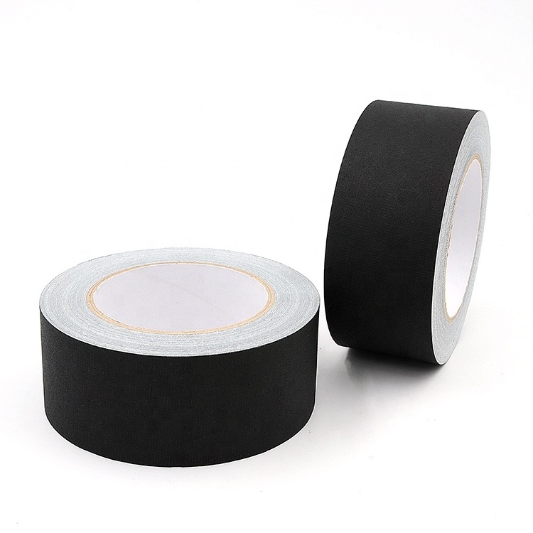 Single sided China manufacturer strong rubber adhesive inner logo printed 2inchX60yards camera matt finish black gaffer tape