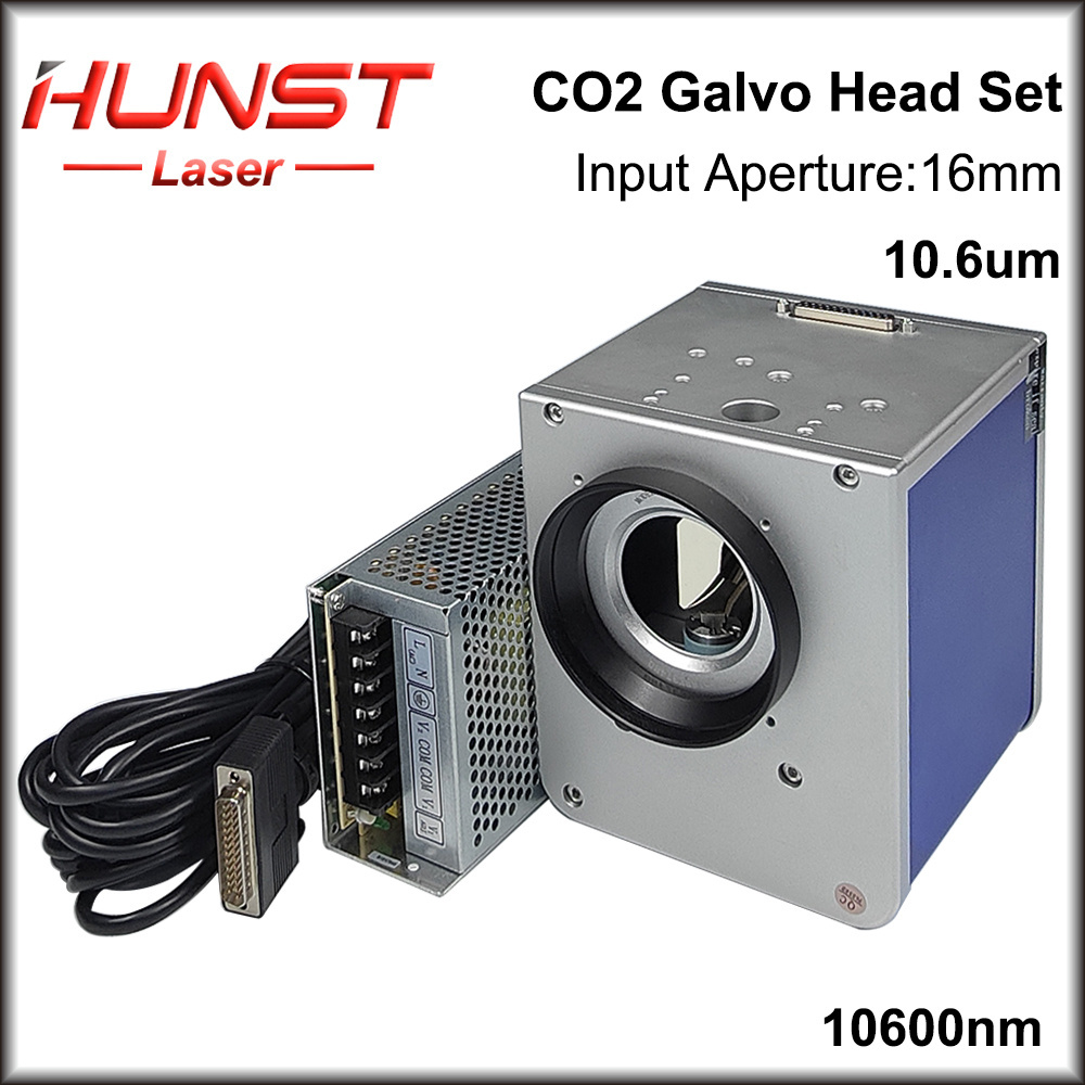 Hunst CO2 Laser Marking Machine Scanning Galvo Head 10.6um 10600nm Input Aperture 16mm Galvanometer Scanner with Power Supply