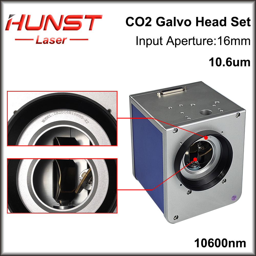 Hunst CO2 Laser Marking Machine Scanning Galvo Head 10.6um 10600nm Input Aperture 16mm Galvanometer Scanner with Power Supply