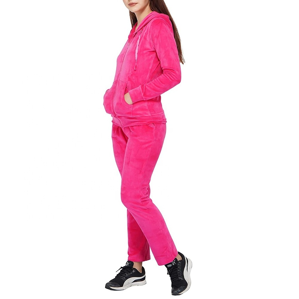 Wholesale High Quality Custom  Plain Velour Tracksuit For Women