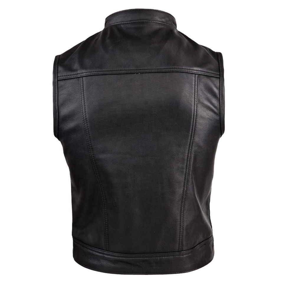 Latest Design OEM 100% Top High Quality Men Leather Vest Latest Design Bike Leather Vest For Men For Adults