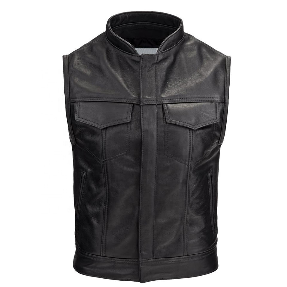 Latest Design OEM 100% Top High Quality Men Leather Vest Latest Design Bike Leather Vest For Men For Adults