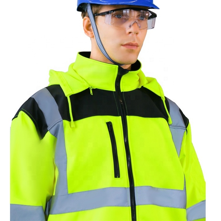 Waterproof Lightweight SoftShell Reflective Hi Vis Construction Safety Jacket for men