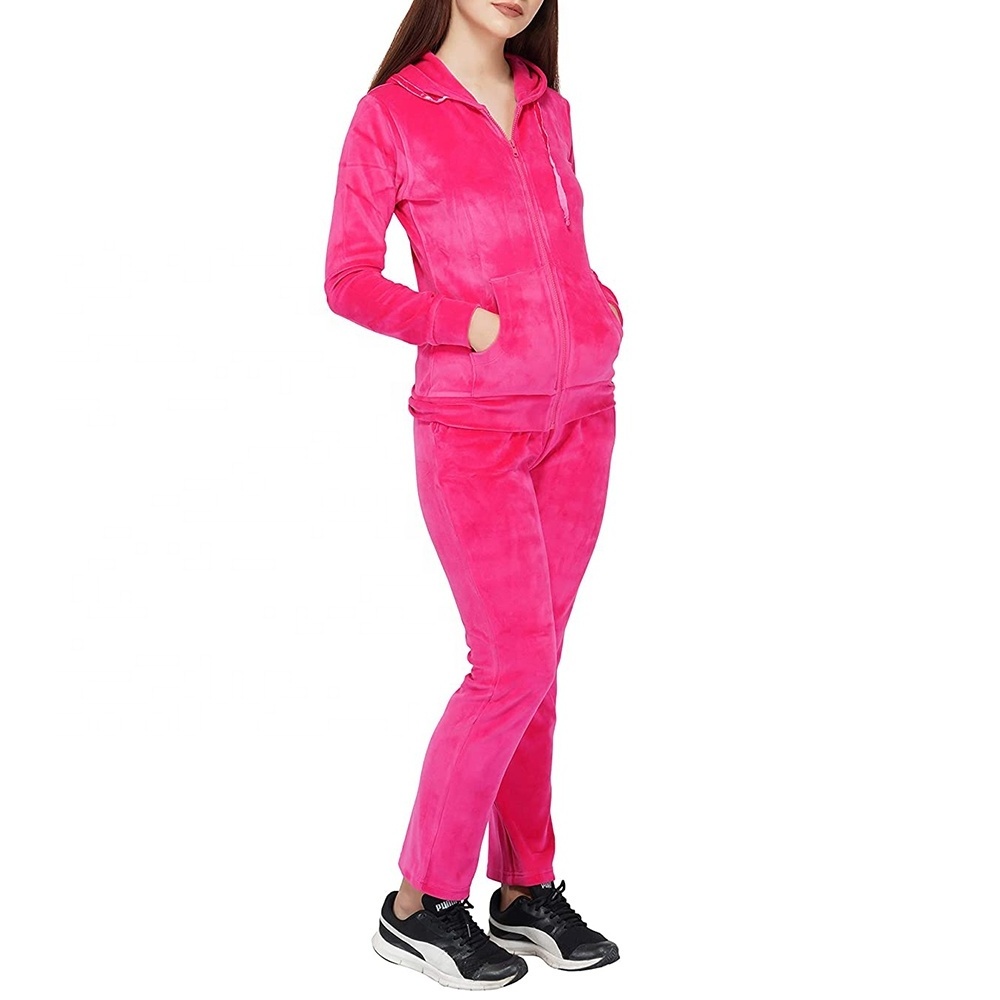 Wholesale High Quality Custom  Plain Velour Tracksuit For Women