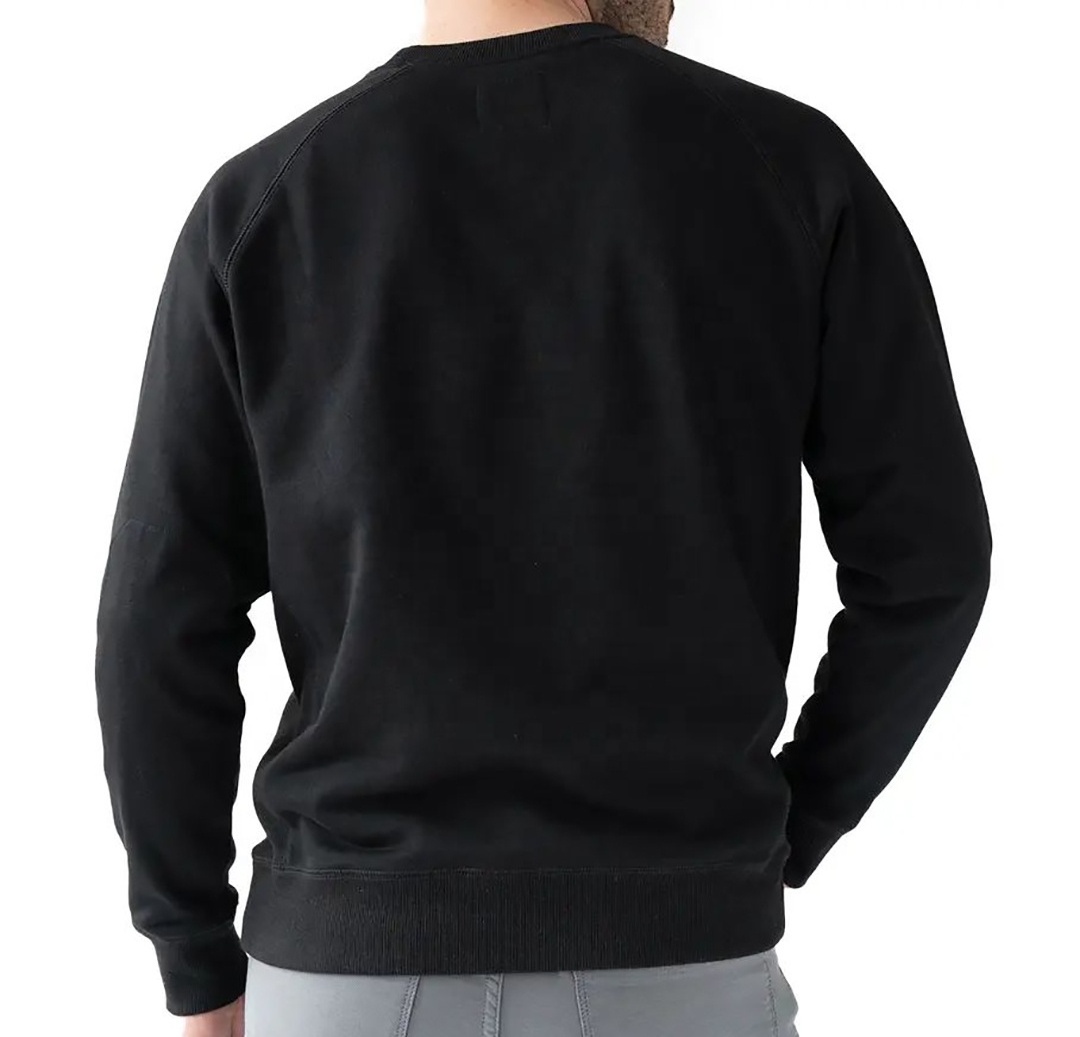 Wholesale black plain custom crewneck sweatshirt 100% cotton fleece pullover oversized american raglan sleeve sweatshirt blank