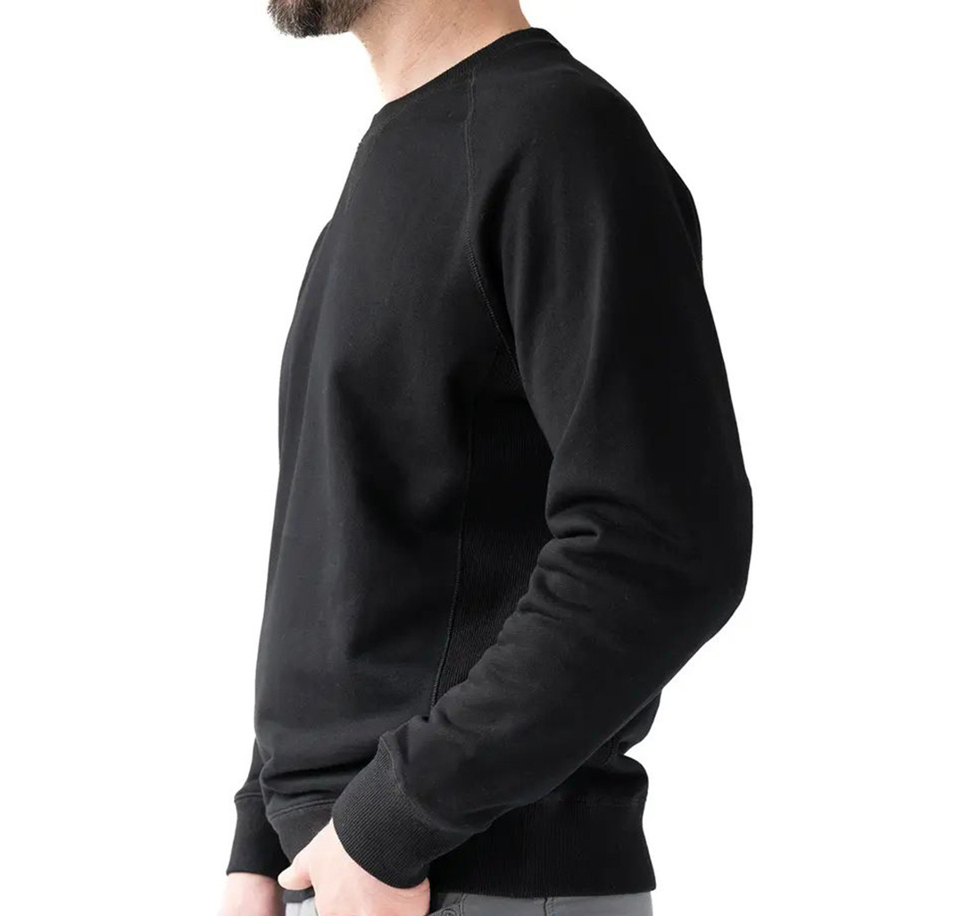 Wholesale black plain custom crewneck sweatshirt 100% cotton fleece pullover oversized american raglan sleeve sweatshirt blank