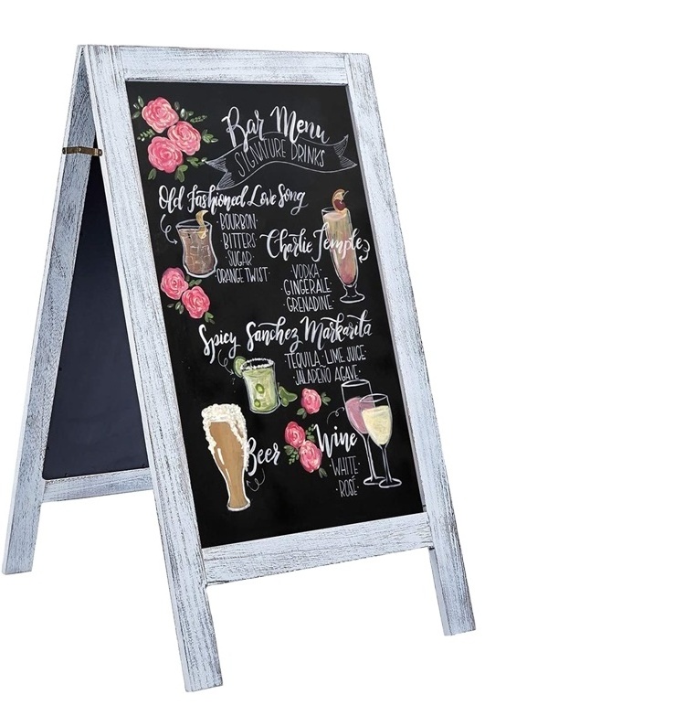 Wooden Chalkboard, Rustic Foldable Wood Black Board Free Standing Folding Wooden A Frame BlackBoard for Sale