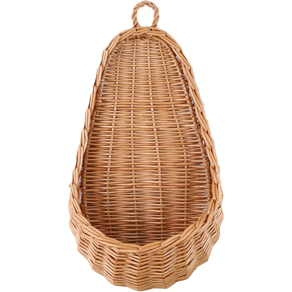 Small Front Door Handmade Woven Wall Hanging Basket Decor Wicker Hanging Flower Basket for Garden Farmhouse safe use