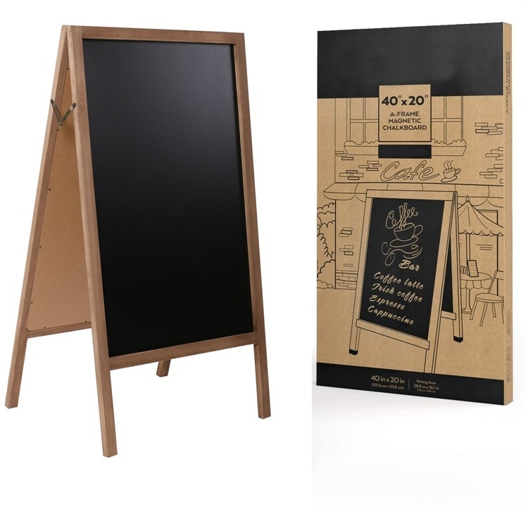 Freestanding Country Rustic Style Wooden Chalkboard Memu Message Memo Sign Sidewalk A-Frame Double Sides Wooden Blackboard