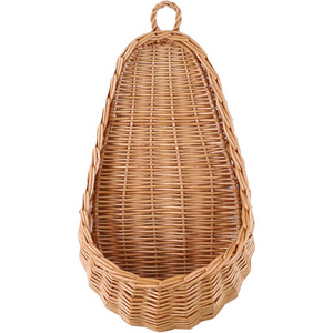 Oval shape natural wicker material wicker hanging storage baskets woven front door basket decoration for gifts