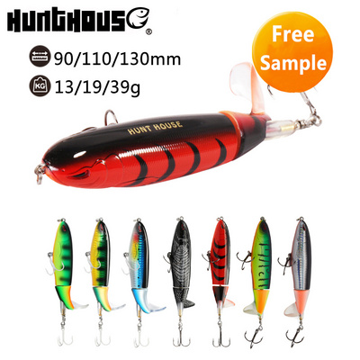 hunt house Wholesale Fishing Lure Artificial Bait 9cm 11cm Hard Plopper Soft Rotating Tail Topwater Whopper Popper