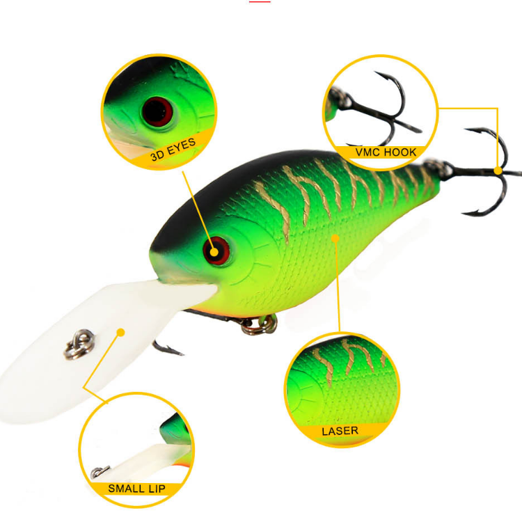 hunthouse floating custom lures wholesale bulk 3D eyes fishing crankbait