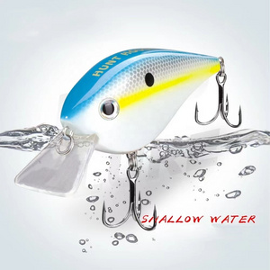 Hot Selling ABS 65mm 16.5g Customized Fishing Lure Floating Flat Sided Square Bill Crankbait Lures With Treble Hook