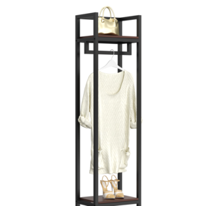 Retail Store Fixture Hanging Clothes Custom Shop Metal black Clothing Dress Display Rack Double Rod  display Rack For Clothes