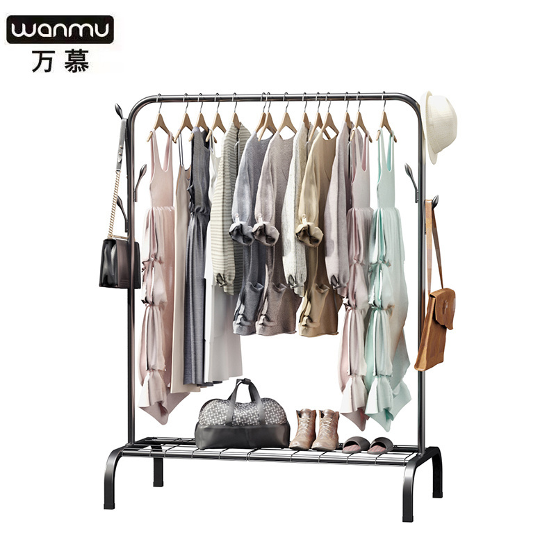 Wholesale modern portable free standing metal coat rack with shoe stand