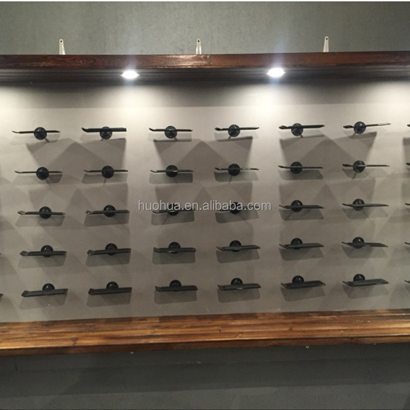 huohua cheap hot selling install on the wall black color acrylic commercial shoe racks