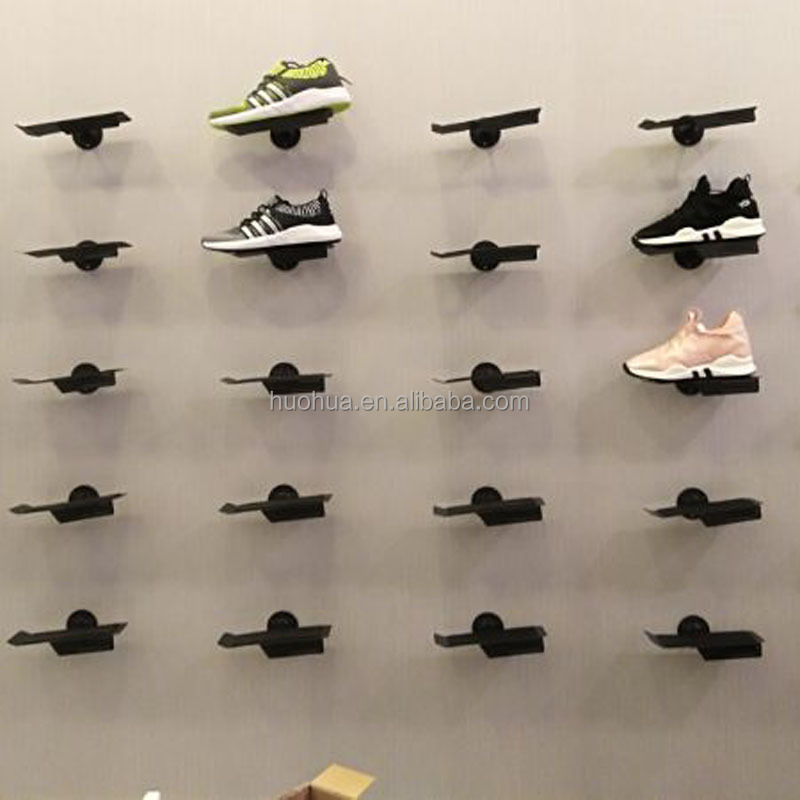 huohua install on the wall with screw men shoe racks for shops