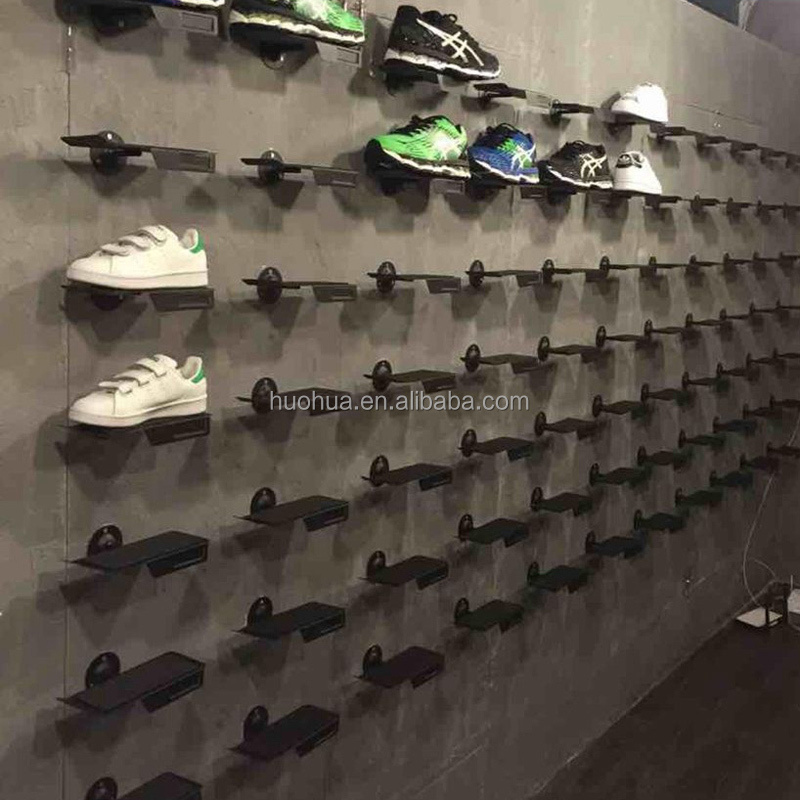 huohua install on the wall with screw men shoe racks for shops