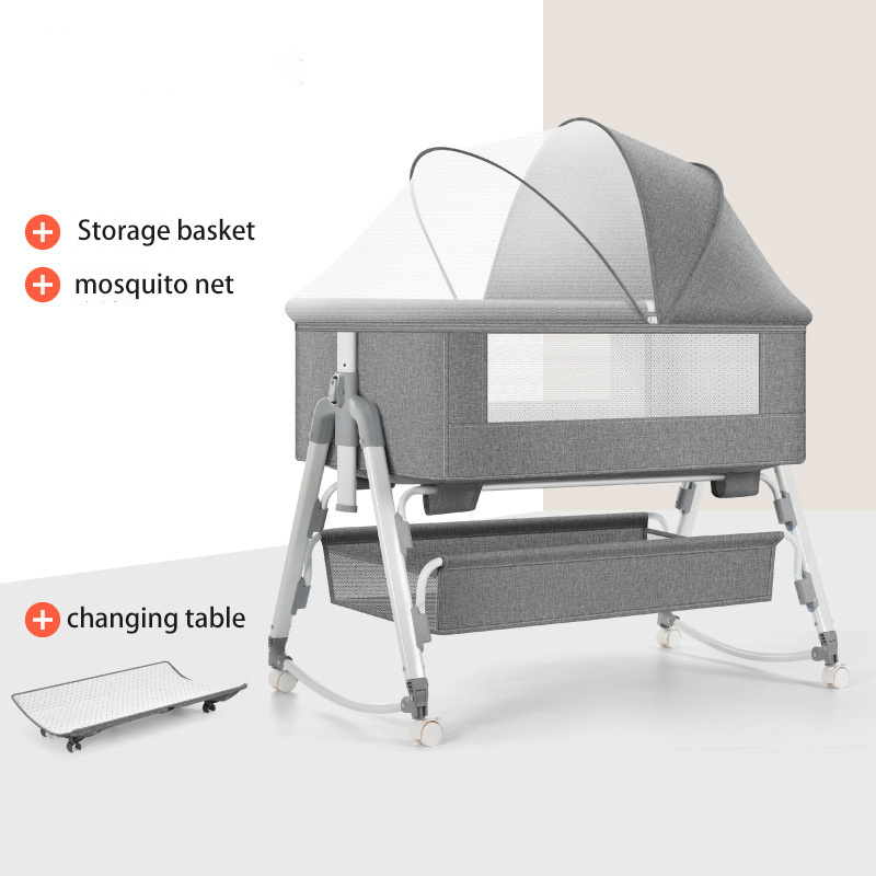 Multifunctional Newborn Baby Bedside Sleeper,Potable Infant Bassinet,Luxury Infant Crib with Canopy