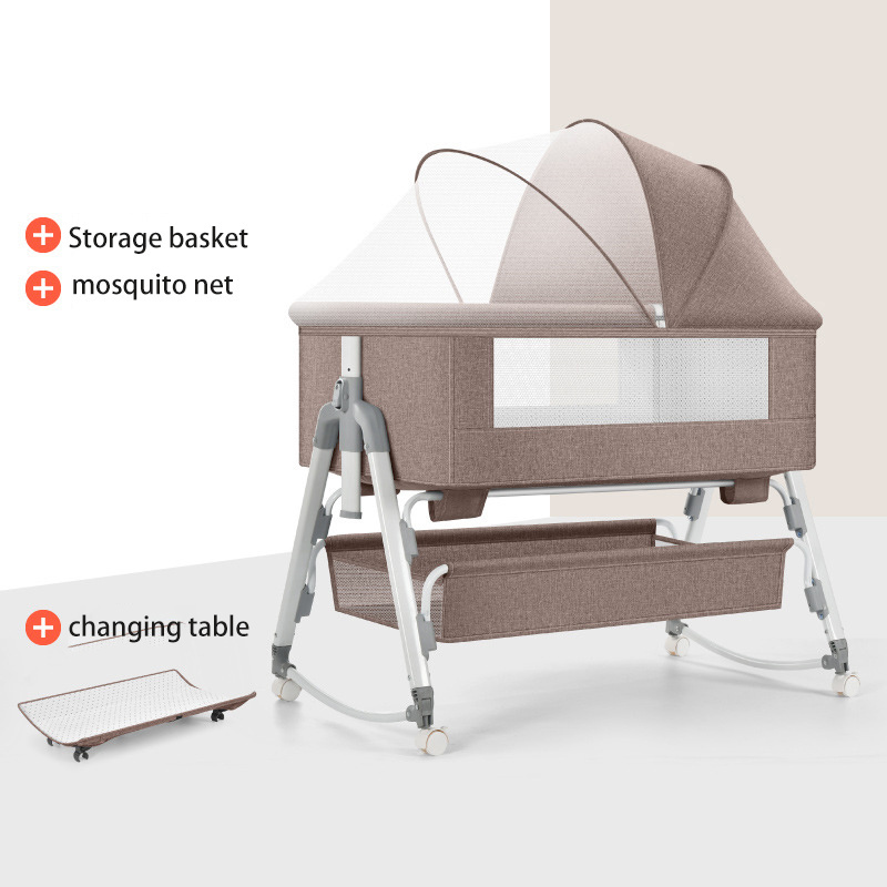 Multifunctional Newborn Baby Bedside Crib Infant Bassinet,Potable Infant Bassinet Sleeper,Luxury Infant Crib with Canopy