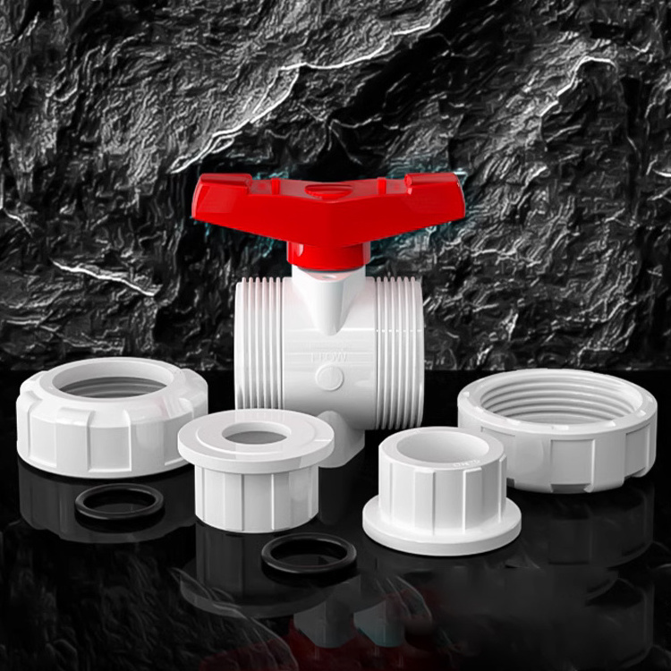 20 25 32 40 50 63 75 PVC Water Pipe Fittings Double Union Ball Valve Garden Irrigation Water Pipe Connector