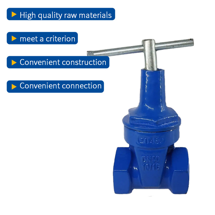 New ductile iron soft sealing threaded internal triangular locking gate valve for water meters