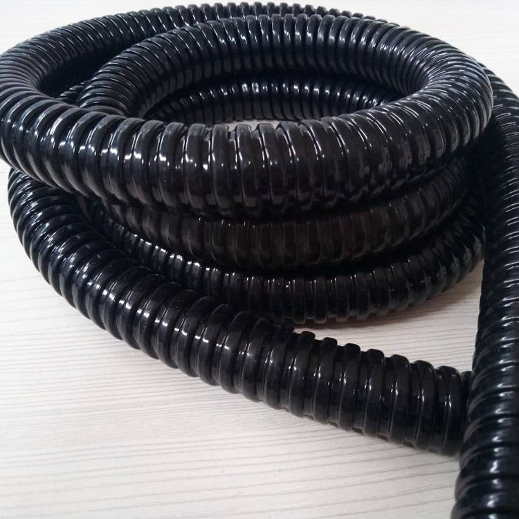 Flexible Flame Retardant Black Plastic Coated Metal Hose Threading Corrugated Pipe Cable Protective Sleeve