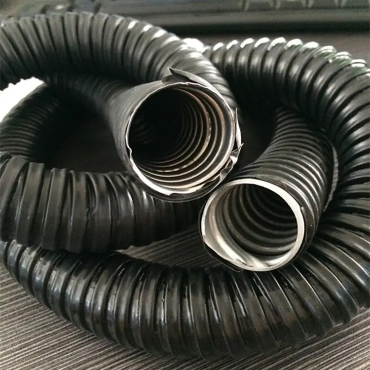 Flexible Flame Retardant Black Plastic Coated Metal Hose Threading Corrugated Pipe Cable Protective Sleeve