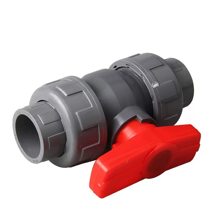 20 25 32 40 50 63 75 PVC Water Pipe Fittings Double Union Ball Valve Garden Irrigation Water Pipe Connector