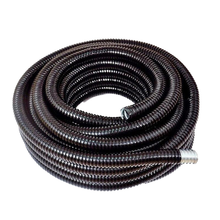 Flexible Flame Retardant Black Plastic Coated Metal Hose Threading Corrugated Pipe Cable Protective Sleeve