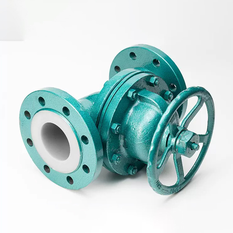 G41F46 PN16 Hand Wheel Manual Cast Steel Lined PTFE Straight Type Flange Rubber Diaphragm Valve