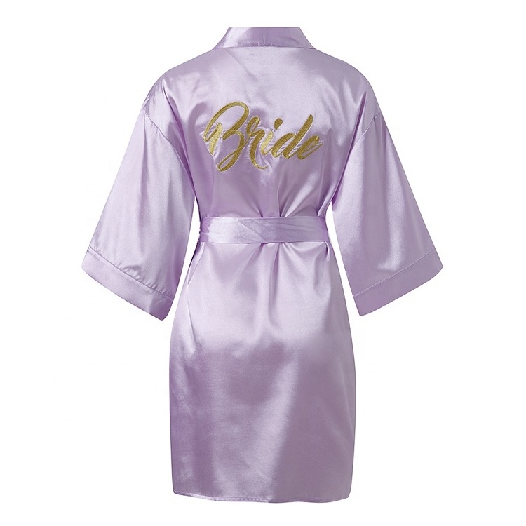 Factory Hot Sale Bridesmaid Robes Customize Solid Color Wedding Silk Satin Kimono Bride Women Robe