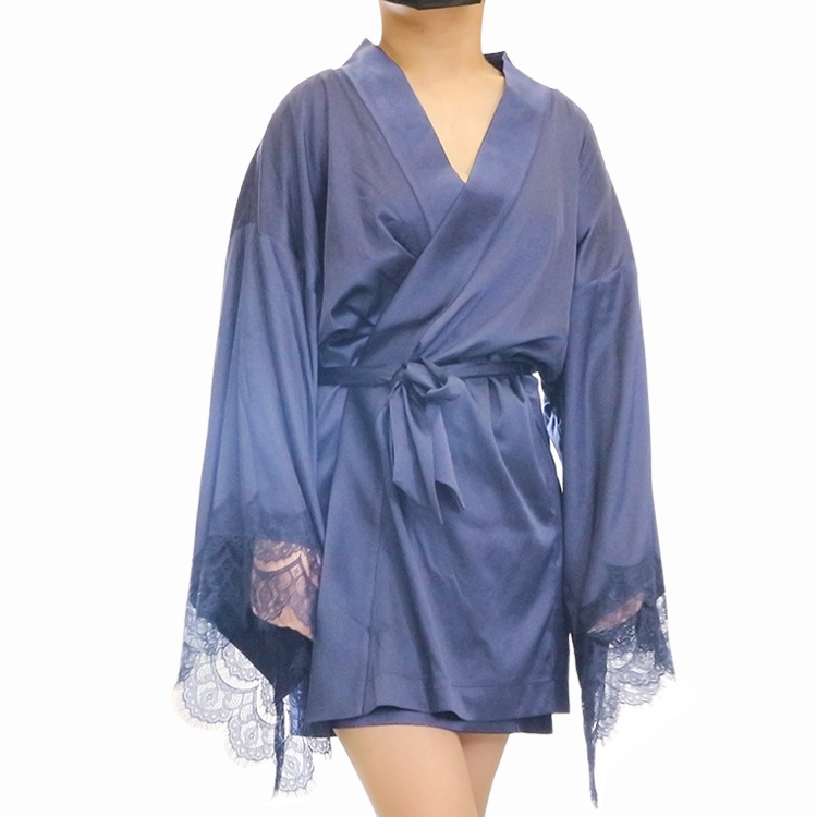 Factory Manufacturer Wholesale Lace Silky Satin Kimono Robe For Girl Party Bride And Bridesmaid Robes For Bridal Party