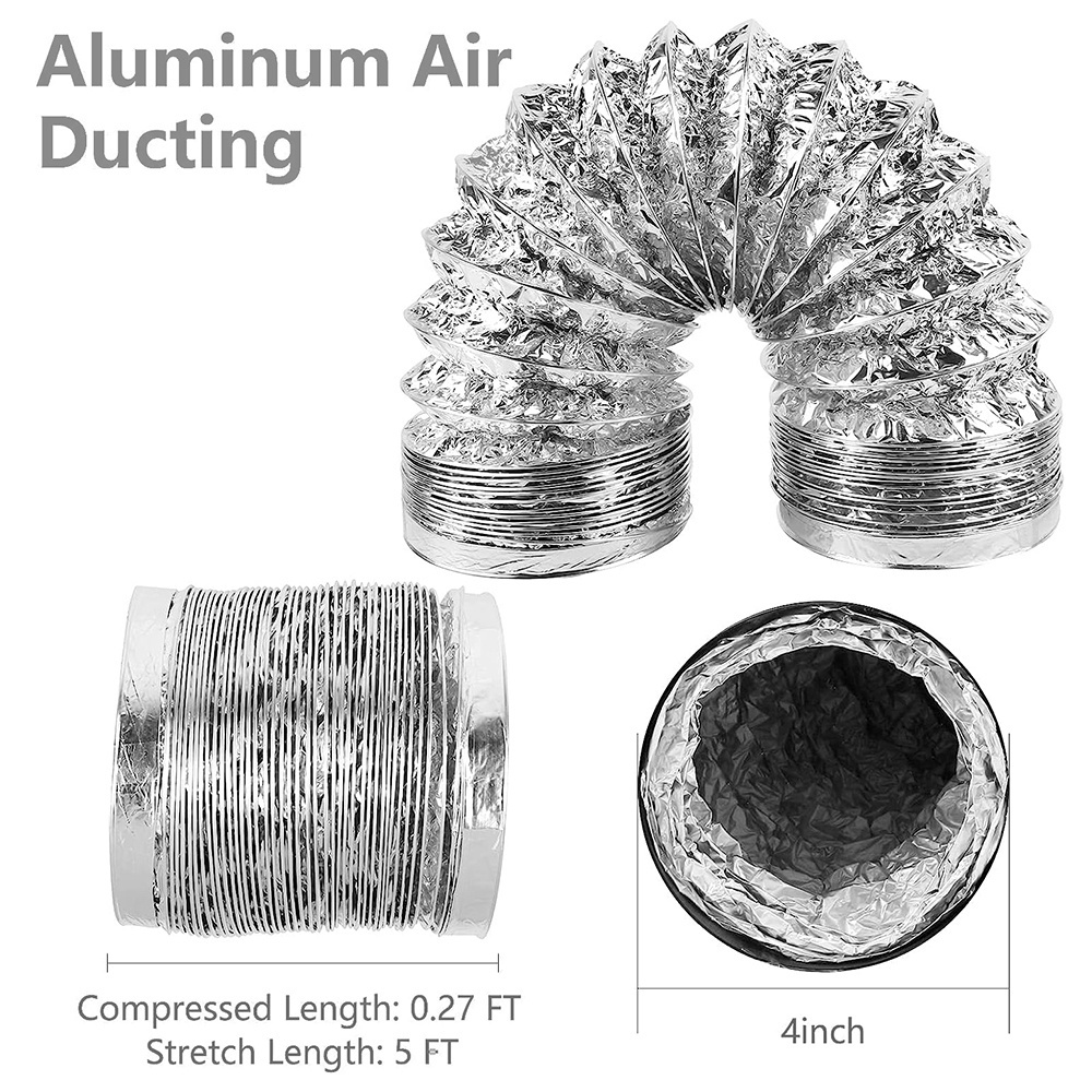 Stretchable Duct Aluminium Insulated Flexible Ducts High Temperature Resistant Aluminum Foil Air Ventilation Hose