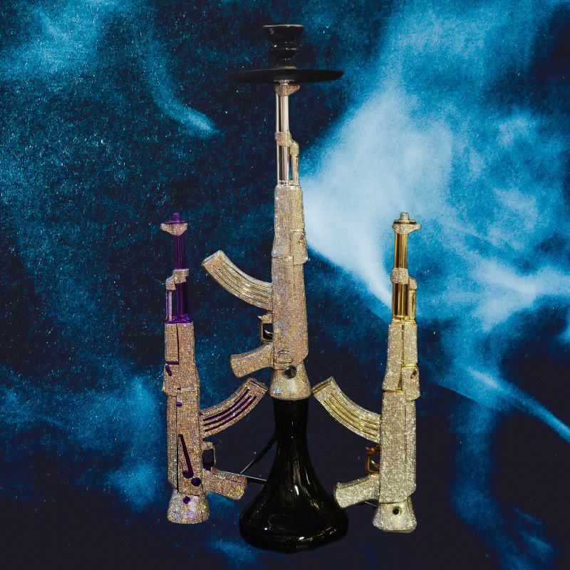 High Quality Luxury Nargile Shisha Gun Mob Shisha Hookah with Diamond Inlaid Surface New Style Hukka