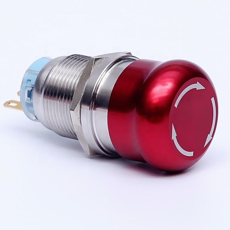 16mm 19mm 22mm big red dome metal mushroom push button switch emergency stop switch