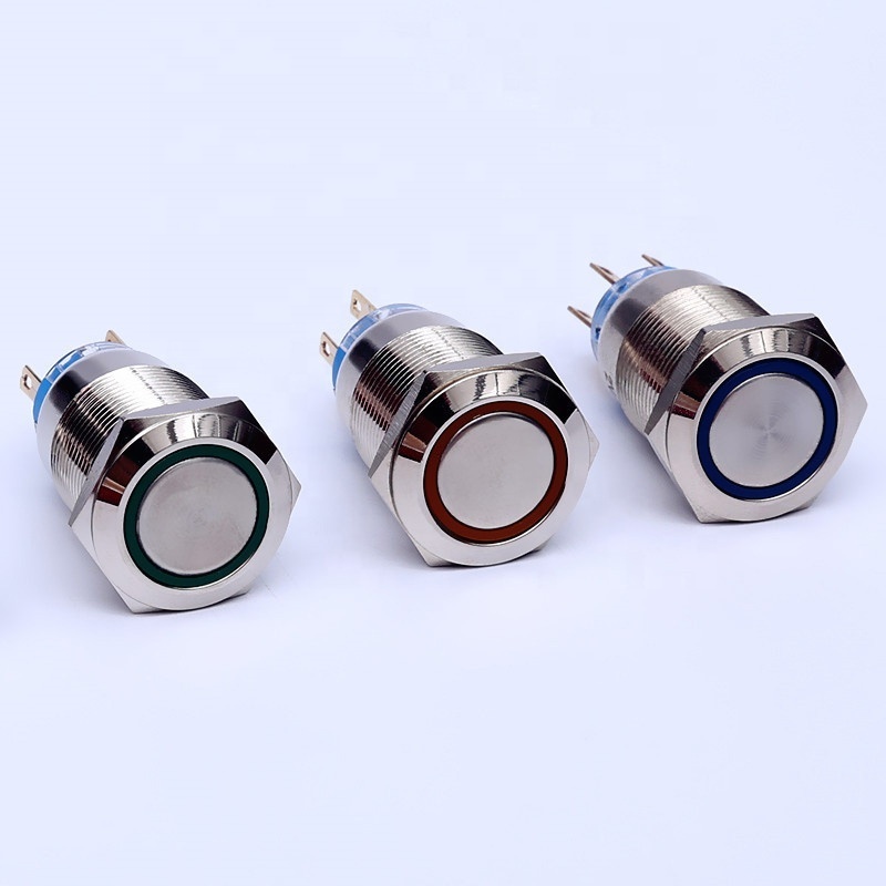 12mm 16mm 19mm 22mm 25mm 5v 12v 220 volt 220v self-locking waterproof LED lighted illuminated momentary push button switch