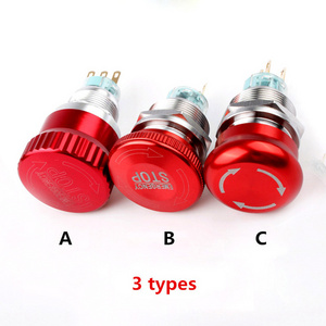 16mm 19mm 22mm big red dome metal mushroom push button switch emergency stop switch