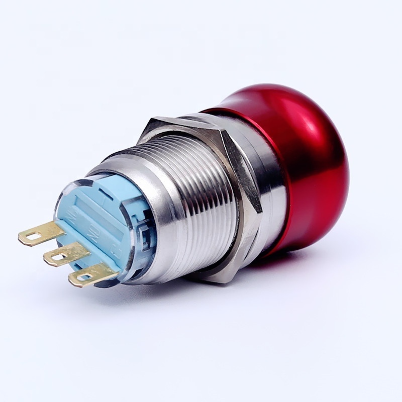 16mm 19mm 22mm big red dome metal mushroom push button switch emergency stop switch